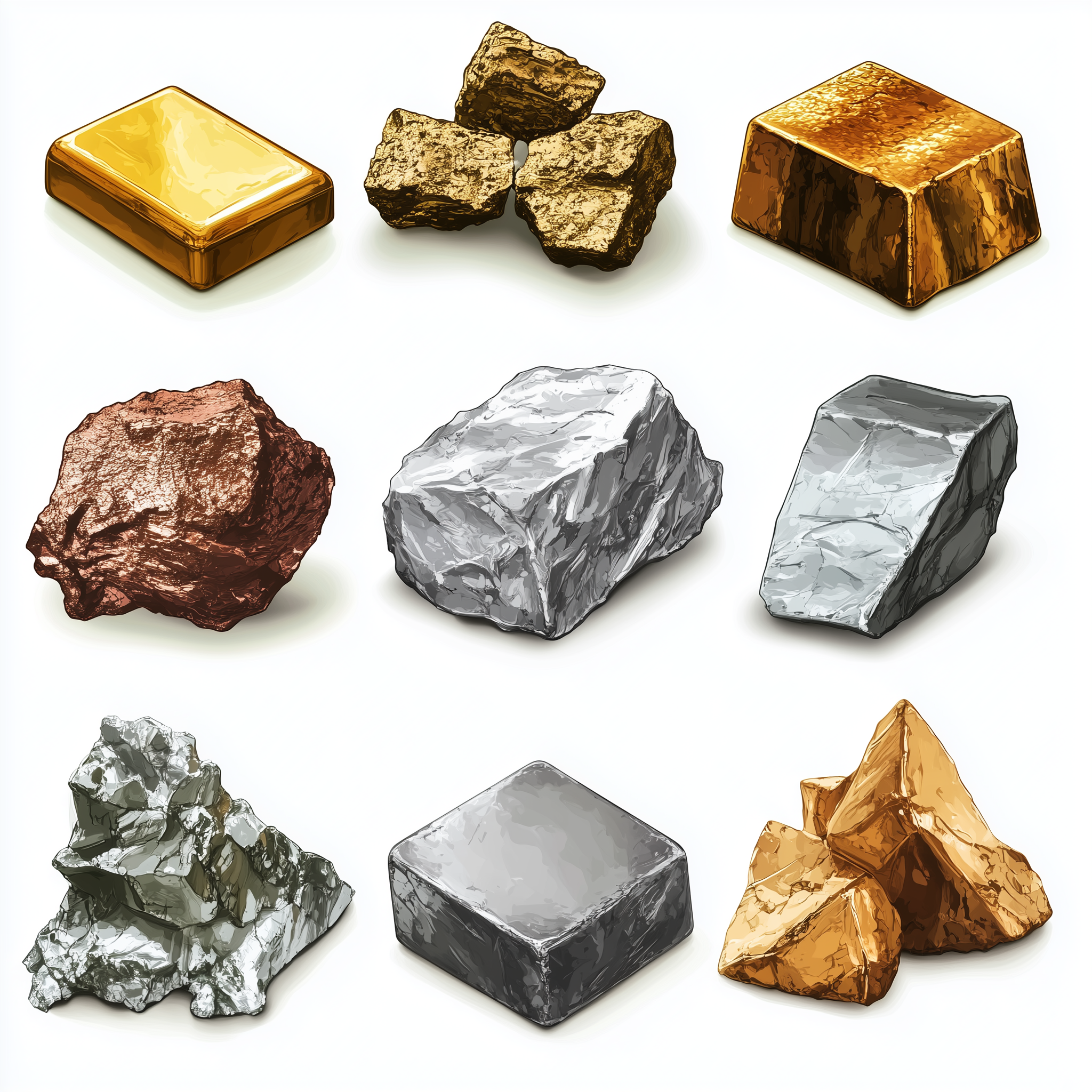 non-ferrous metals - tin, copper, zinc, nickel, silver, gold,